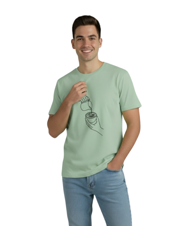 Kahve Temalı Erkek Yeşil Tişört