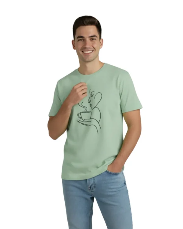 Kahve Temalı Erkek Yeşil Tişört